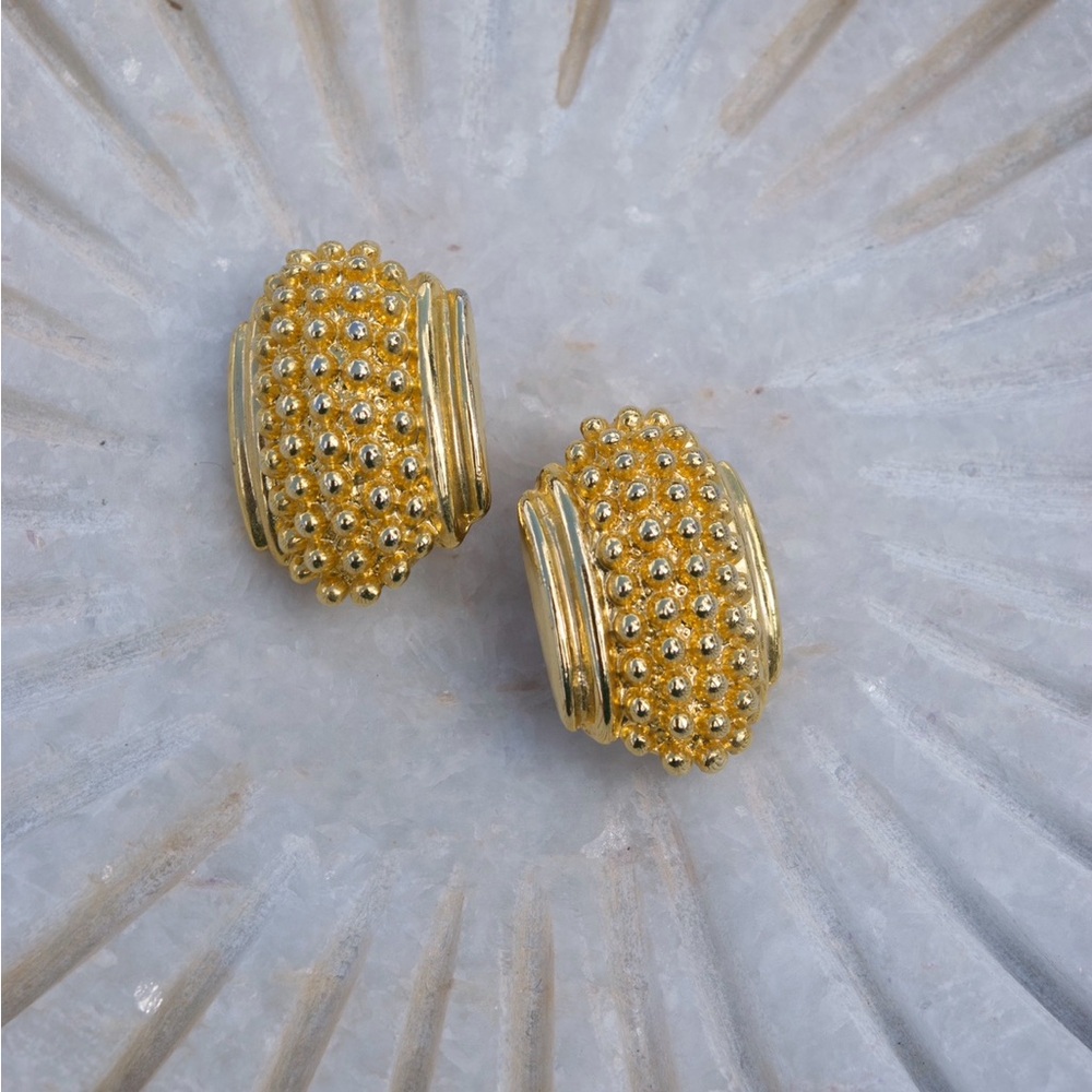 Vintage Elegant Gold Beaded Earrings
